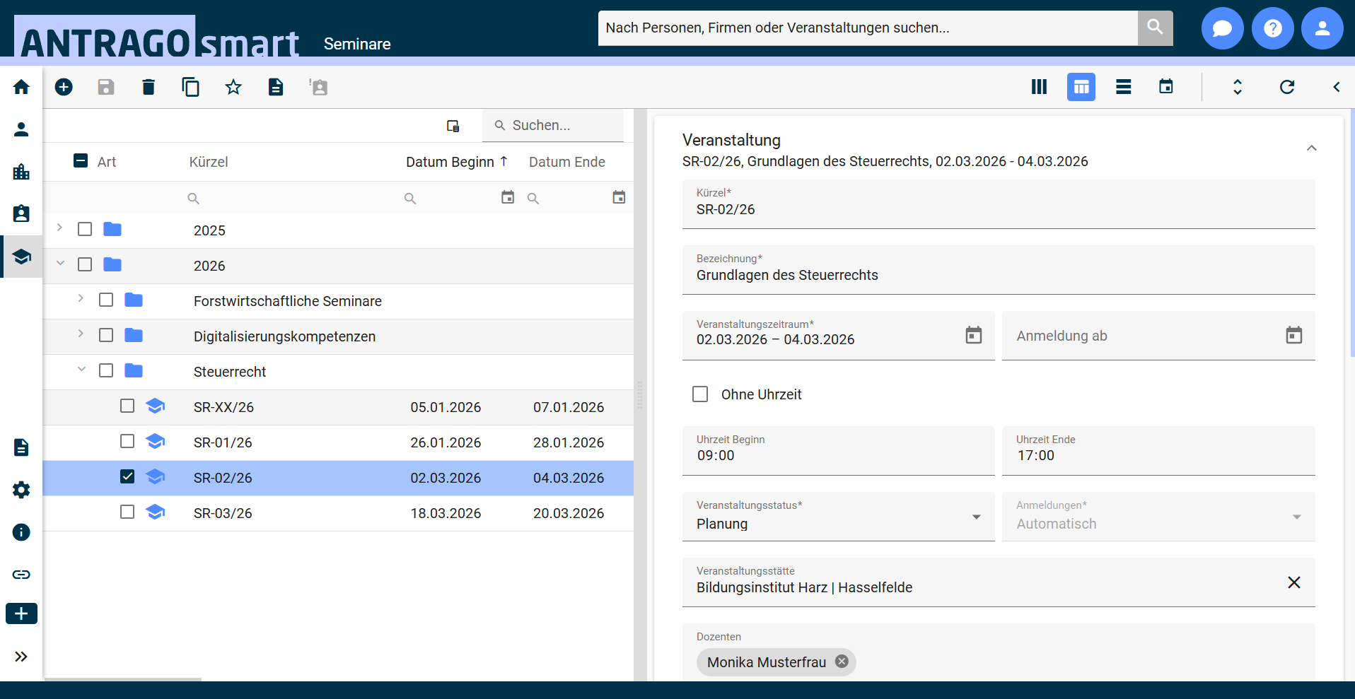 Online Seminarverwaltung - Seminar